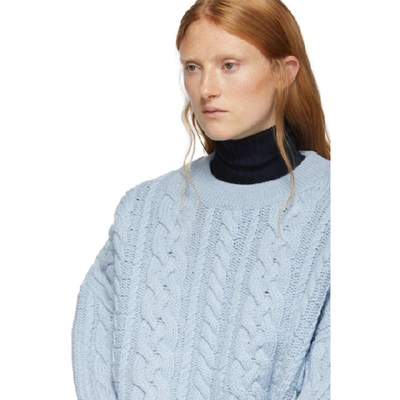 Shop Ami Alexandre Mattiussi Blue Oversized Cable Knit Sweater In 459 Blue