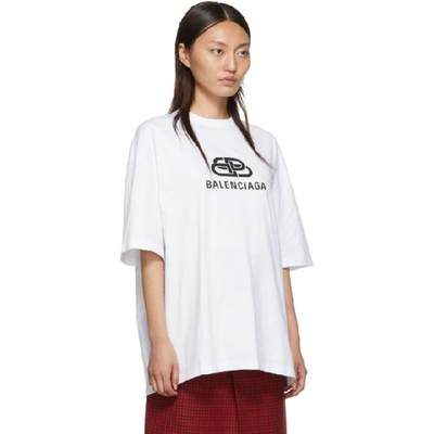 Shop Balenciaga White Bb Oversized T-shirt