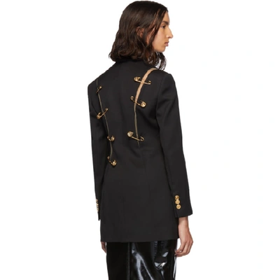 Shop Versace Black Safety Pin Blazer In A1008 Black