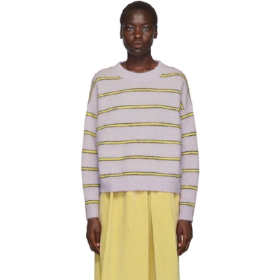 Khira Thin Stripe Mohair blend Sweater In Lilac musta