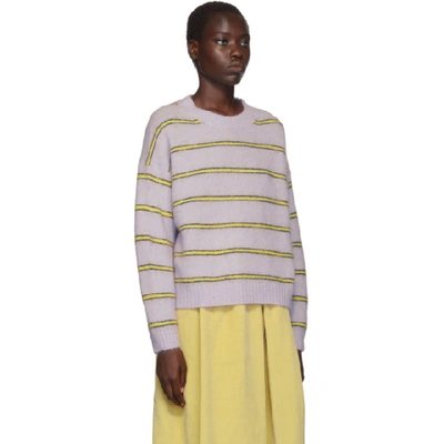 Shop Acne Studios Purple Striped Mohair Sweater In Lilac/musta