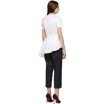 Shop Alexander Mcqueen White Deconstructed Peplum T-shirt