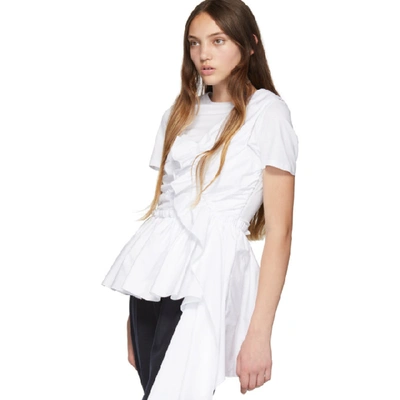 Shop Alexander Mcqueen White Deconstructed Peplum T-shirt