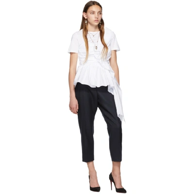 Shop Alexander Mcqueen White Deconstructed Peplum T-shirt