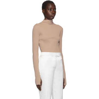 Shop Helmut Lang Beige High Neck Rib Turtleneck In Sorbet