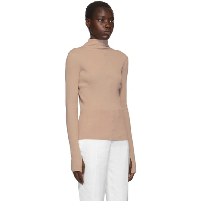 Shop Helmut Lang Beige High Neck Rib Turtleneck In Sorbet