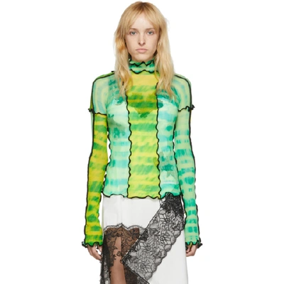 Shop Asai Ssense Exclusive Green And Yellow Hot Wok Turtleneck In Pa / Hotwork Lime Gr