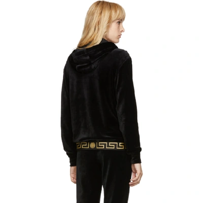 Shop Versace Underwear Black Velvet Empire Medusa Hoodie In A1008 Black