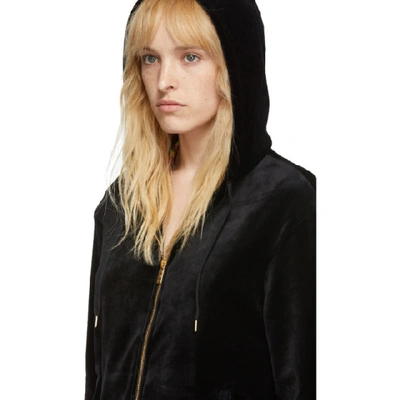 Shop Versace Underwear Black Velvet Empire Medusa Hoodie In A1008 Black