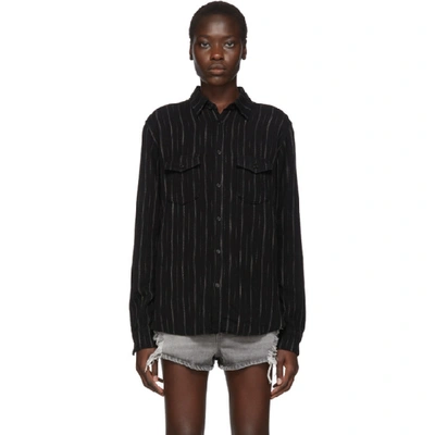Shop Saint Laurent Black Stripes Shirt In 1001 Black