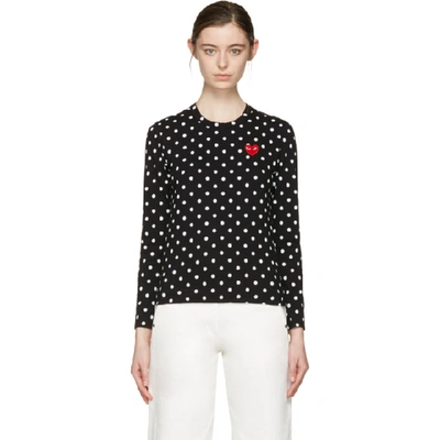 Shop Comme Des Garçons Play Comme Des Garcons Play Black Polka Dot Heart Patch T-shirt In Black/white