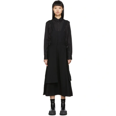Shop Yohji Yamamoto Black Bibbed Patched Suspender Skirt In 1 Black