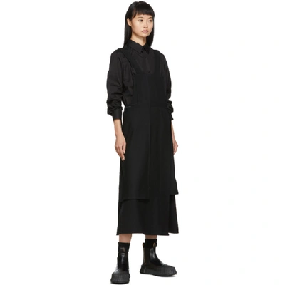 Shop Yohji Yamamoto Black Bibbed Patched Suspender Skirt In 1 Black