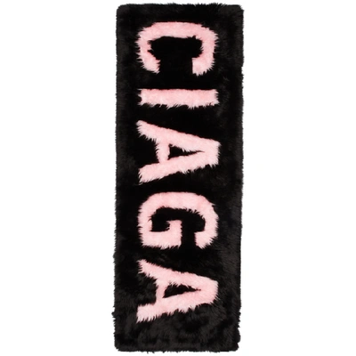 Shop Balenciaga Black & Pink Faux-fur Giant Scarf