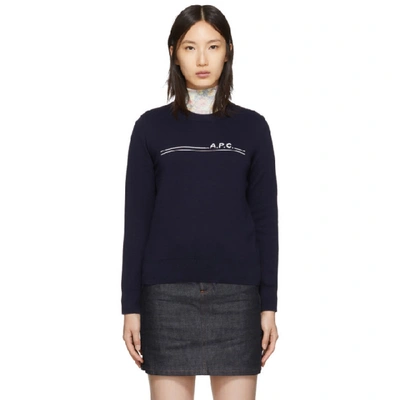 Shop Apc A.p.c. Navy Eponyme Sweater In Iak Dk Navy