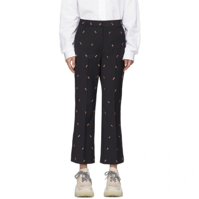 Shop Tibi Navy Ant Embroidery Cropped Trousers In Darnv Drkna