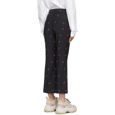 Shop Tibi Navy Ant Embroidery Cropped Trousers In Darnv Drkna