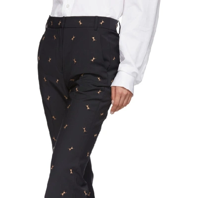 Shop Tibi Navy Ant Embroidery Cropped Trousers In Darnv Drkna