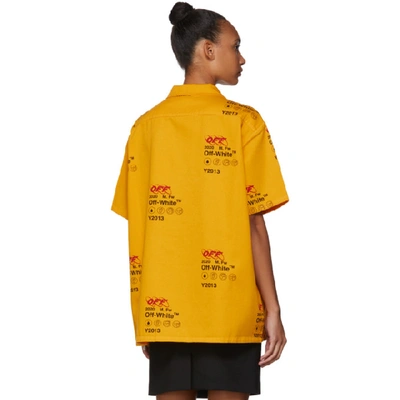 Shop Off-white Yellow Industrial Holiday Short Sleeve Shirt