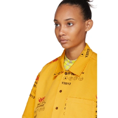 Shop Off-white Yellow Industrial Holiday Short Sleeve Shirt