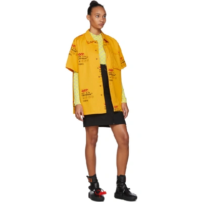Shop Off-white Yellow Industrial Holiday Short Sleeve Shirt