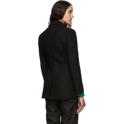 Shop Prada Black Double Breasted Blazer In F0002 Black