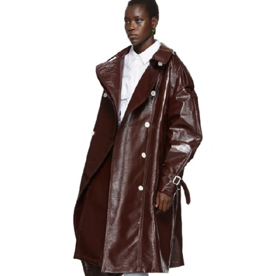 Shop Pushbutton Burgundy Sway Overcoat In Wine