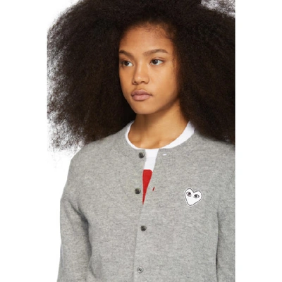 Shop Comme Des Garçons Play Comme Des Garcons Play Grey And White Heart Cardigan