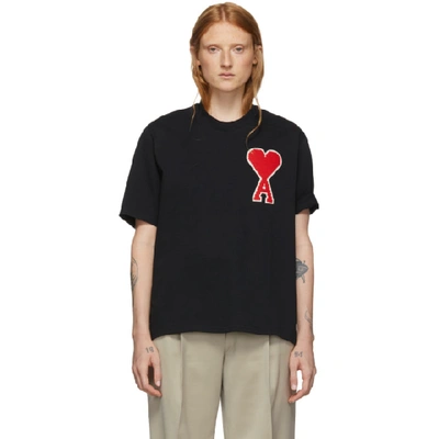 Shop Ami Alexandre Mattiussi Black Ami De Coeur Oversized Patch T-shirt In 001 Black