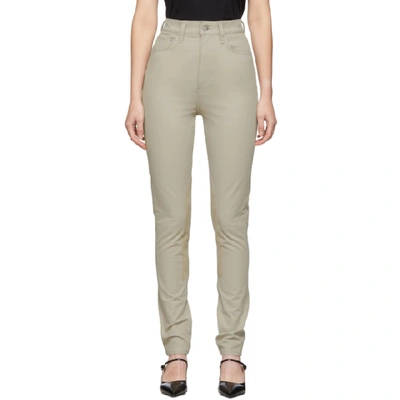 Shop Helmut Lang Beige Femme Hi Riders Jeans In Cobblestone