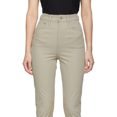 Shop Helmut Lang Beige Femme Hi Riders Jeans In Cobblestone