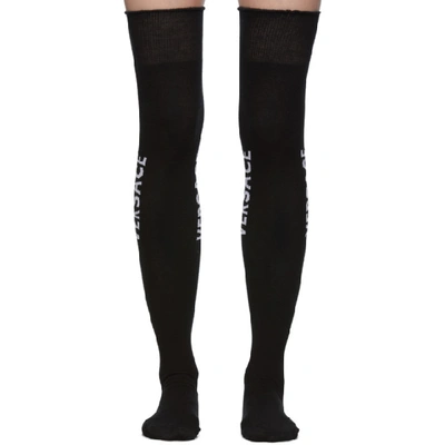 Shop Versace Black Ruffle Over-the-knee Socks In I463 Black