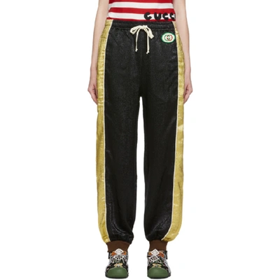 Shop Gucci Black And Gold Silk Lounge Pants In 1040 Black