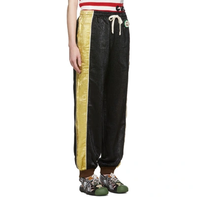 Shop Gucci Black And Gold Silk Lounge Pants In 1040 Black