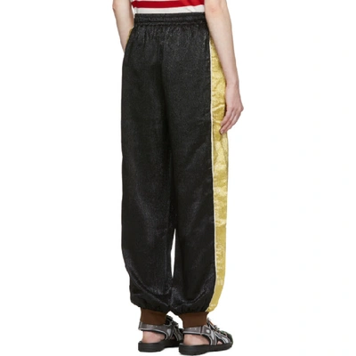 Shop Gucci Black And Gold Silk Lounge Pants In 1040 Black