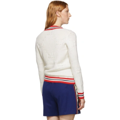 Shop Gucci White Oversized Gg Trim Sweater In Ivory