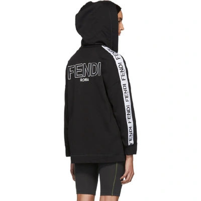 Shop Fendi Black Logo Zip-up Hoodie In F0gme Black