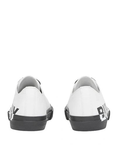 Shop Burberry Men's Larkhall Two-tone Logo Sneakers In White/black