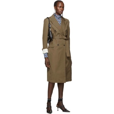 Shop Prada Brown Belted Trench Coat