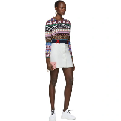 Shop Miu Miu White Techno Button Miniskirt