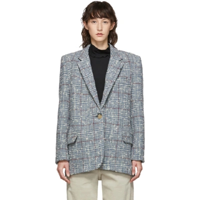 Shop Isabel Marant Étoile Grey & Blue Wool Korix Blazer In Gybu Grey/b