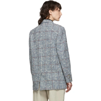 Shop Isabel Marant Étoile Grey & Blue Wool Korix Blazer In Gybu Grey/b