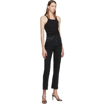 Shop Agolde Black Pinch Waist Hi Rise Kick Jeans In Pepper