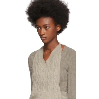 Shop Jacquemus Grey La Double Maille V-neck Sweater
