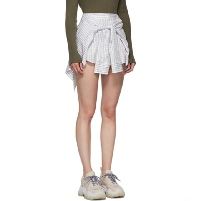 Shop Alexander Wang White Plaid Tie Front Skort In 993 Whtplai