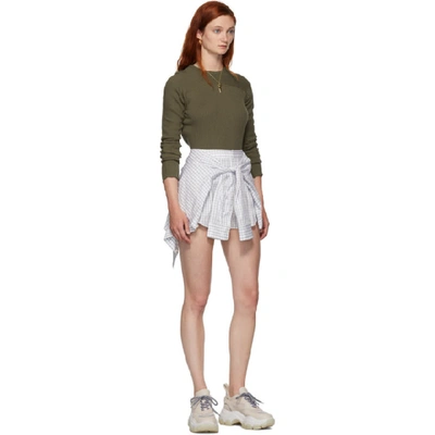 Shop Alexander Wang White Plaid Tie Front Skort In 993 Whtplai