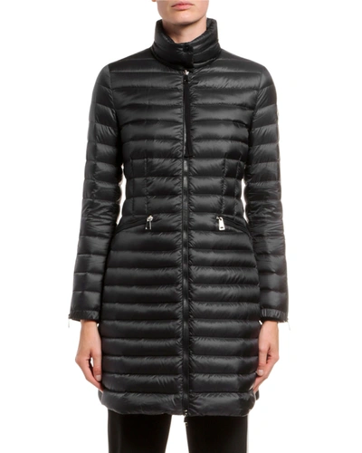 Shop Moncler Sable Channel-quilt Puffer Coat In Black