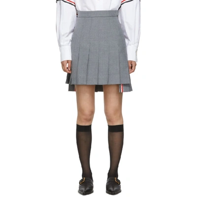 Shop Thom Browne Grey Super High Waist Miniskirt In Medium Grey Supplier Textile: School Uniform Plain Weave