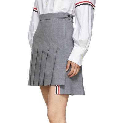 Shop Thom Browne Grey Super High Waist Miniskirt In Medium Grey Supplier Textile: School Uniform Plain Weave