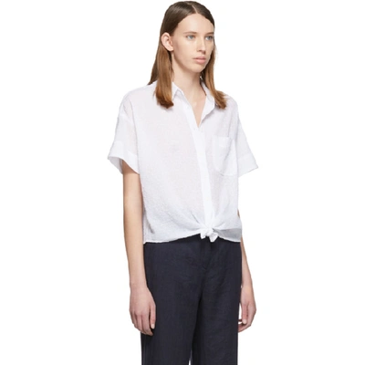 Shop Rag & Bone White Lenny Tie Short Sleeve Shirt